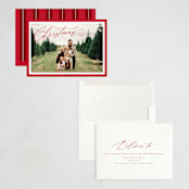 "Borders" - Holiday Cards in Berry by Kelly Schmidt - Assembled
