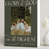 "In the Highest" - Holiday Cards in Olive by Heather Cairl - Folded Card