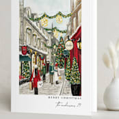"City Sidewalks" - Holiday Cards in Crimson by Susan Moyal - Folded Card