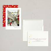 "City Sidewalks" - Holiday Cards in Crimson by Susan Moyal - Assembled