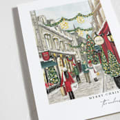 "City Sidewalks" - Holiday Cards in Crimson by Susan Moyal - Detail