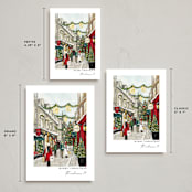 "City Sidewalks" - Holiday Cards in Crimson by Susan Moyal - Formats Available