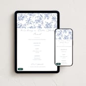 "Dreamy Toile" - Online Holiday Party Invitations in Blueberry by Teju Reval - Mobile + desktop layout