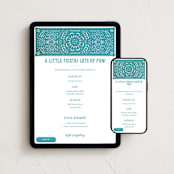 "Papel Picado Fiesta" - Online Holiday Party Invitations in Teal by Hooray Creative - Mobile + desktop layout