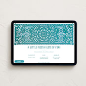 "Papel Picado Fiesta" - Online Holiday Party Invitations in Teal by Hooray Creative - Desktop layout
