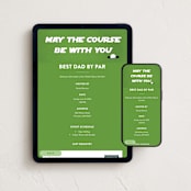 "May the course be with you" - Online Holiday Party Invitations in Tennis Ball by Becky Nimoy - Mobile + desktop layout