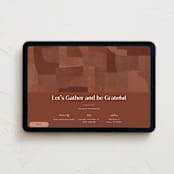"Grateful Gather" - Online Holiday Party Invitations in Pumpkin Spice by Kelly Williams - Desktop layout