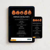 "Pumpkin Halloween" - Online Holiday Party Invitations in Midnight by Angela Garrick - Mobile + desktop layout