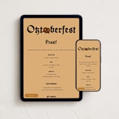 "Oktober-pretz" - Online Holiday Party Invitations in Mustard by jomolo - Mobile + desktop layout
