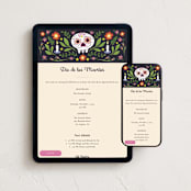 "Sugar Skull Soirée" - Online Holiday Party Invitations in Petal by Ana Sharpe - Mobile + desktop layout