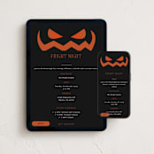 "Spooky Jack-o-lantern" - Online Holiday Party Invitations in Pumpkin by Angela Garrick - Mobile + desktop layout