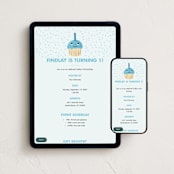 "One Cupcake" - Online Kids Birthday Invitations in Bluebird by mo kelley - Mobile + desktop layout