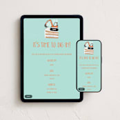 "Digger Cake" - Online Kids Birthday Invitations in Mint by Alethea and Ruth - Mobile + desktop layout
