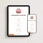 "Pixelated Party" - Online Kids Birthday Invitations in Strawberry by tuldok - Mobile + desktop layout
