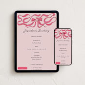 "Flowing Bow" - Online Kids Birthday Invitations in Petal by Becky Nimoy - Mobile + desktop layout