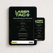 "Laser Tag Party Invitation" - Online Kids Birthday Invitations in Galaxy by Stacy Maalouf - Mobile + desktop layout