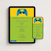 "Game On" - Online Kids Birthday Invitations in Pool by Claudia Orengo - Mobile + desktop layout