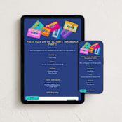 "Back to the 80s mixtape" - Online Party Invitations in Electric Indigo by Elisa Lara Campos - Mobile + desktop layout