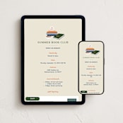 "Book Club" - Online Party Invitations in Cream by Becky Nimoy - Mobile + desktop layout