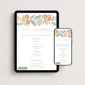 "Flowers and Friends" - Online Party Invitations in Peach by Brandy Folse - Mobile + desktop layout