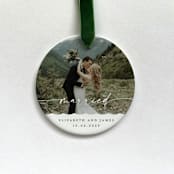 "Personalized Married Photo Ornament" - Ornaments in white by Holly Whitcomb