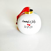 "Custom “Where We Met” Hand-Painted Ornament" - Ornaments in white by Arohika Verma