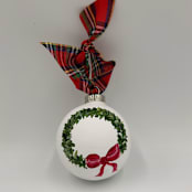"Hand Painted Wreath Ornament" - Ornaments in green by Sarah Hall
