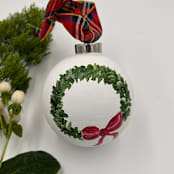 "Hand Painted Wreath Ornament" - Ornaments in green by Sarah Hall