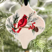"Hand Painted Cardinal Ornament" - Ornaments in multicolor by Arohika Verma