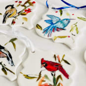 "Hand Painted Cardinal Ornament" - Ornaments in multicolor by Arohika Verma