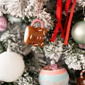 "Baking Spirits Bright Gingerbread Man Mug Ornament - Set of 1" - Ornaments in brown by Jollity and Co