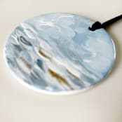 "Hand-Painted Ceramic Porcelain Ornament, Pale Blue, White & Glittery Gold" - Ornaments in blue by Nicoletta Savod