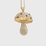 "Mushroom hanging ornament" - Ornaments in gold by Joanna Buchanan