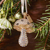 "Mushroom hanging ornament" - Ornaments in gold by Joanna Buchanan