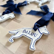 "Custom Shape Pet Ornament - Delft Blue" - Ornaments in blue by Holly Whitcomb
