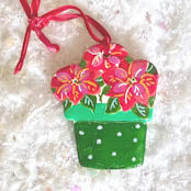 "Hand-made Clay Pointsettia Plant Ornament" - Ornaments in red by AlisonJerry