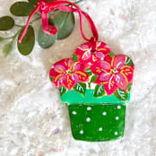 "Hand-made Clay Pointsettia Plant Ornament" - Ornaments in red by AlisonJerry