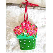 "Hand-made Clay Pointsettia Plant Ornament" - Ornaments in red by AlisonJerry