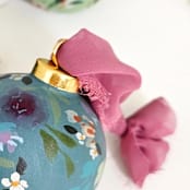 "Turquoise Round Floral Botanical Ornament" - Ornaments in blue by Kate Nelson