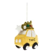 "NYC Taxi With Tree Ornament" - Ornaments in yellow by Global Goods Partners
