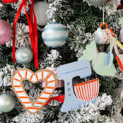 "Baking Spirits Bright Santa Mug Ornament (White) - Set of 1" - Ornaments in white by Jollity and Co