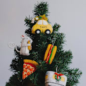 "Felt Pizza Rat Ornament" - Ornaments in gray by Global Goods Partners