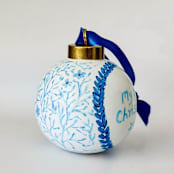"Personalized Hand-Painted  Baby’s First Christmas Ornament" - Ornaments in blue by Arohika Verma