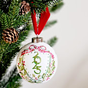 "Personalized w/Name on the back/2025 Ceramic Christmas Ornament/ 3.5"" - Ornaments in red by AlisonJerry