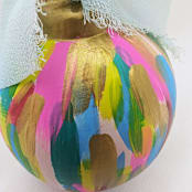 "Bright Abstract Hand-Painted Multicolor Ceramic Christmas Ornament" - Ornaments in multicolor by The Savage Label