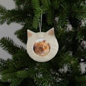 "Felt Cat Frame Ornament - White" - Ornaments in white by Global Goods Partners