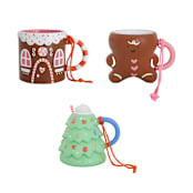 "Baking Spirits Bright Mug Ornament - Set of 3" - Ornaments in multicolor by Jollity and Co
