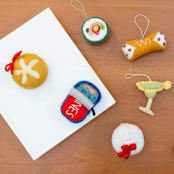 "Felt Dumpling" - Ornaments in white by Global Goods Partners
