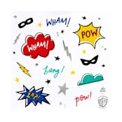 "Superhero Stickers - Set of 4" - Party Favors in multicolor by Jollity and Co
