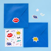 "Superhero Stickers - Set of 4" - Party Favors in multicolor by Jollity and Co